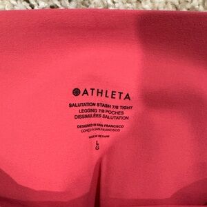 Athleta Salutation Stash 7/8 Tight - Coral Pink